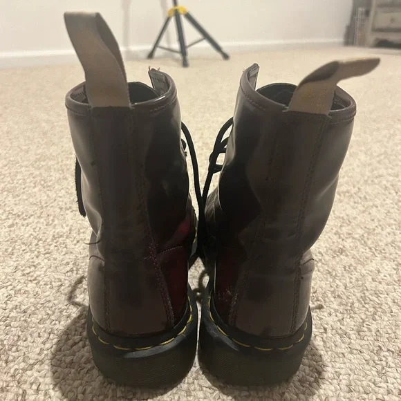 Vegan 1460 Dr. Martens Cherry Red Lace Up Boots - Picture 8 of 14